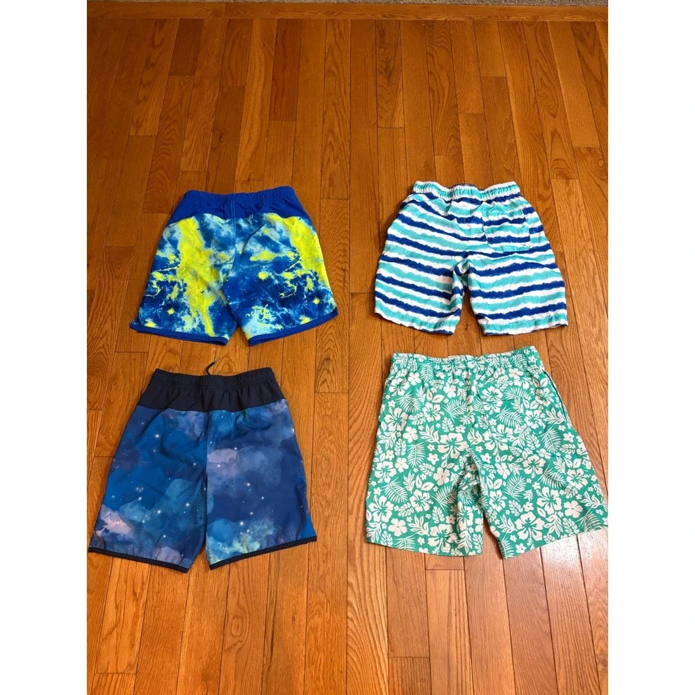 Bundle 4 Boys Swim Trunks Bundle Lands End Wonder Nation Spalding Large & XL